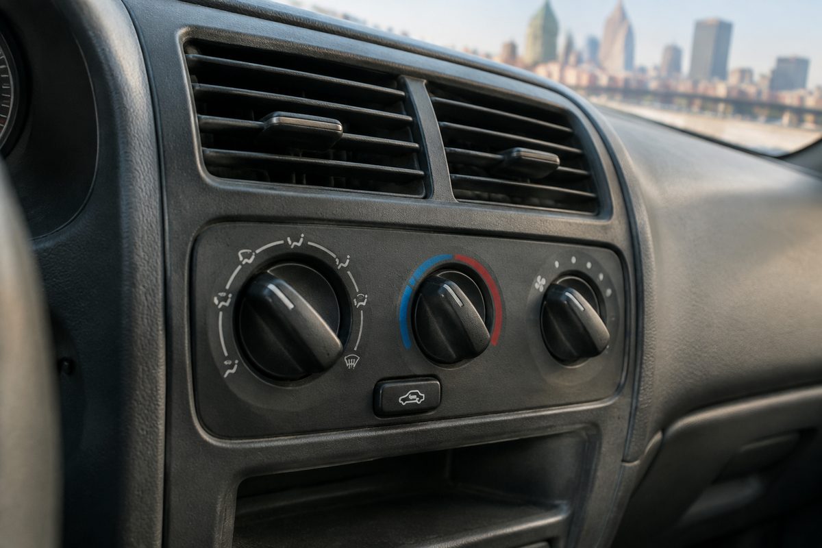 Physical dashboard controls in a parked vehicle